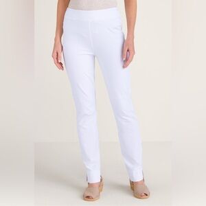 Soft Surroundings Relaxed Leggings White Cotton Classic Pull On Elastic Waist